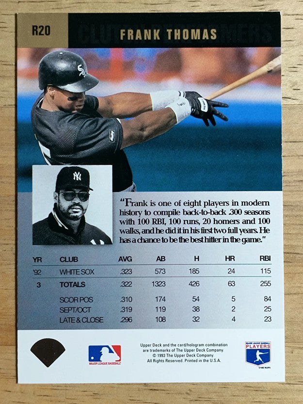1993 Upper Deck Clutch Performers #R20 Frank Thomas