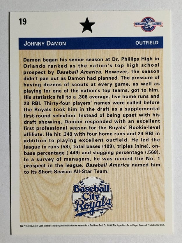 1992 Upper Deck Minors #19 Johnny Damon FDP (NM)