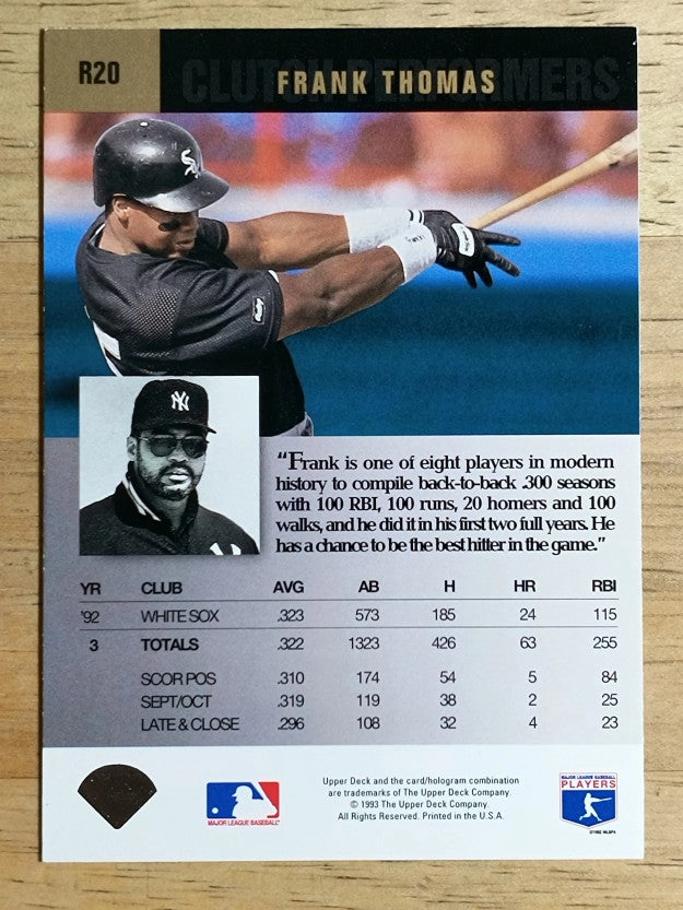 1993 Upper Deck Clutch Performers #R20 Frank Thomas