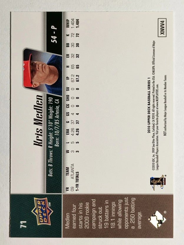 2010 Upper Deck #71 Kris Medlen
