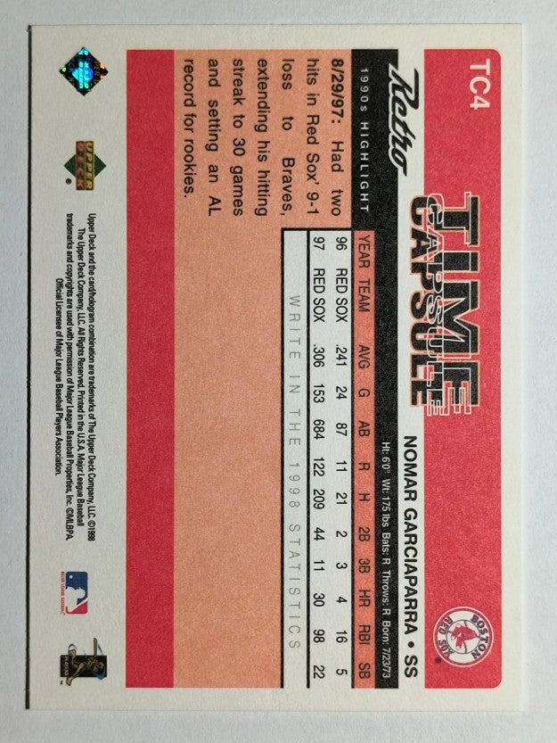1998 Upper Deck Retro Time Capsule #TC4 Nomar Garciaparra (NM)