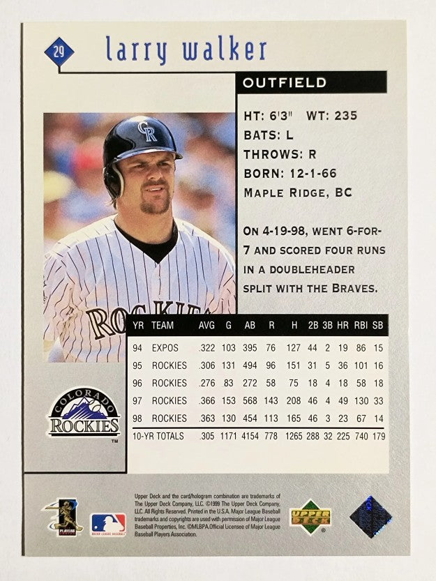 1999 Black Diamond #29 Larry Walker