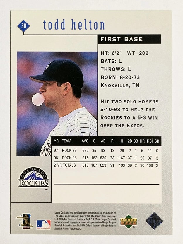 1999 Black Diamond #30 Todd Helton