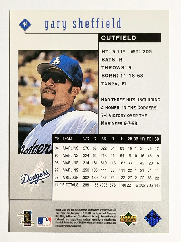 1999 Black Diamond #44 Gary Sheffield