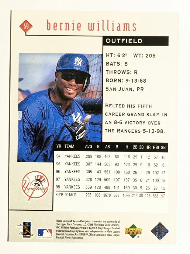 1999 Black Diamond #59 Bernie Williams