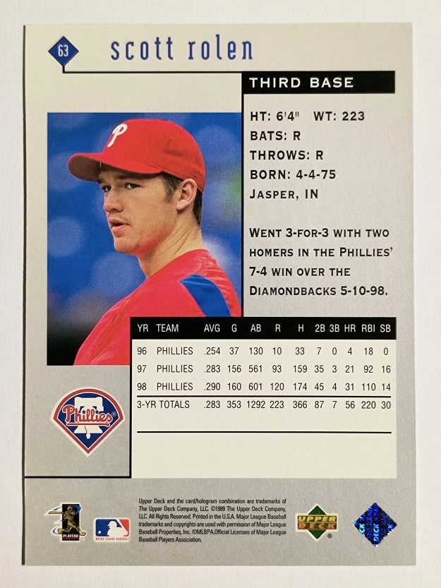 1999 Black Diamond #63 Scott Rolen