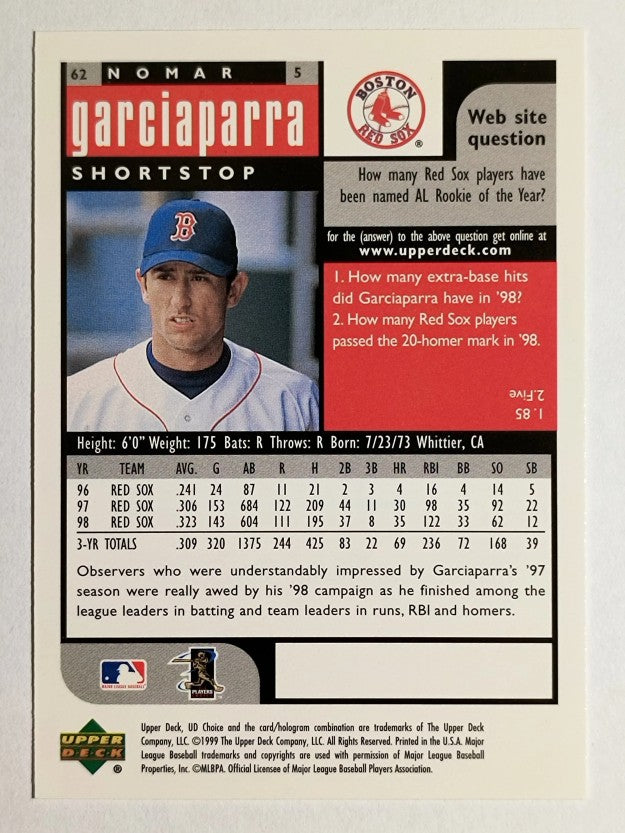 1999 UD Choice #62 Nomar Garciaparra