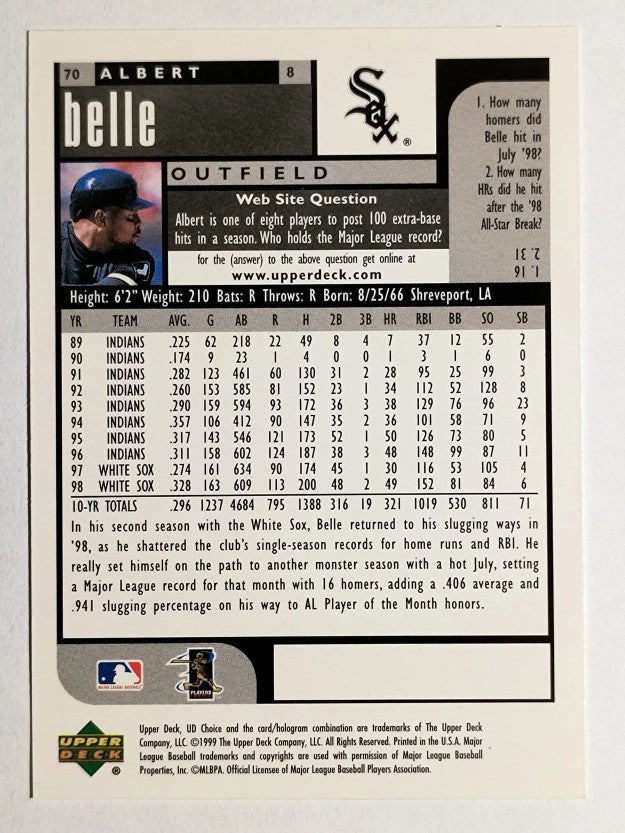 1999 UD Choice #70 Albert Belle