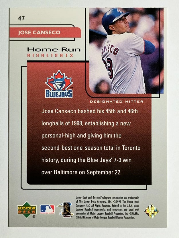 1999 Upper Deck Challengers for 70 #47 Jose Canseco HRH