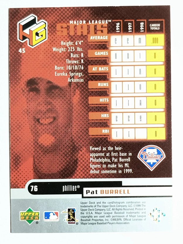 1999 Upper Deck HoloGrFX #45 Pat Burrell RC (NM)