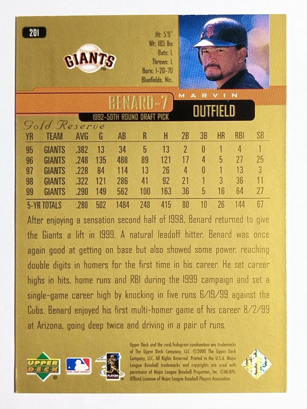 2000 Upper Deck Gold Reserve #201 Marvin Benard
