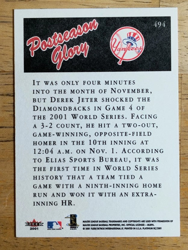 2001 Fleer Platinum #494 Derek Jeter PG