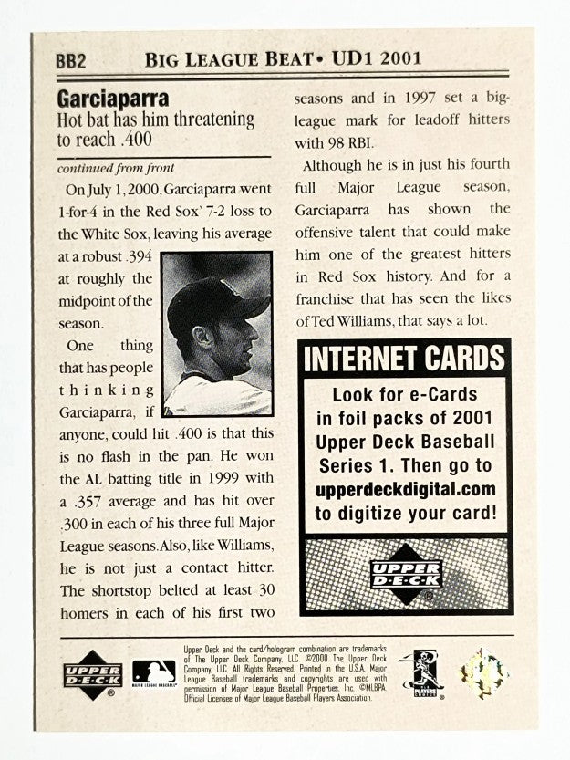 2001 Upper Deck Big League Beat #BB2 Nomar Garciaparra