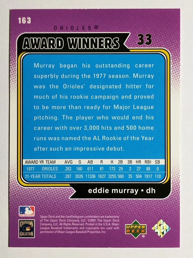 2001 Upper Deck Decade 1970's #163 Eddie Murray AW