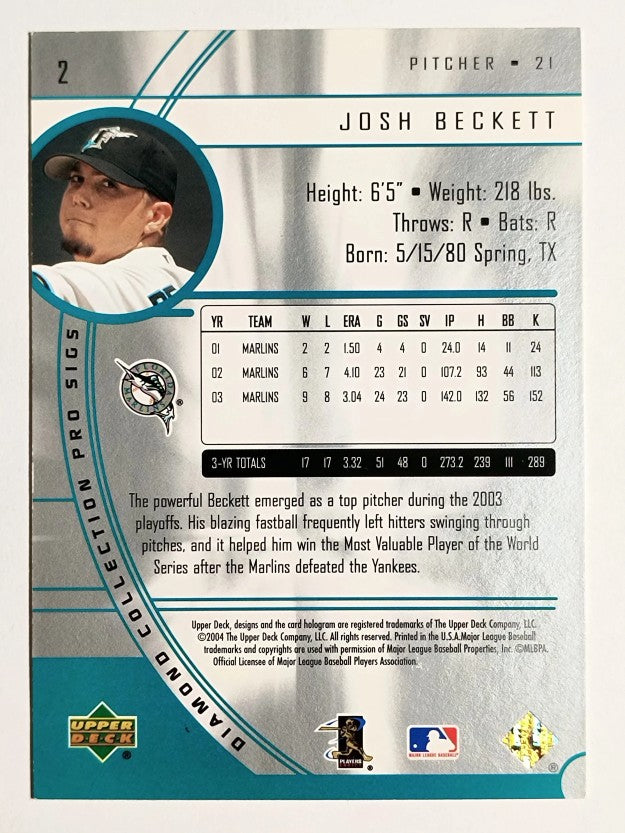 2004 UD Diamond Pro Sigs #2 Josh Beckett