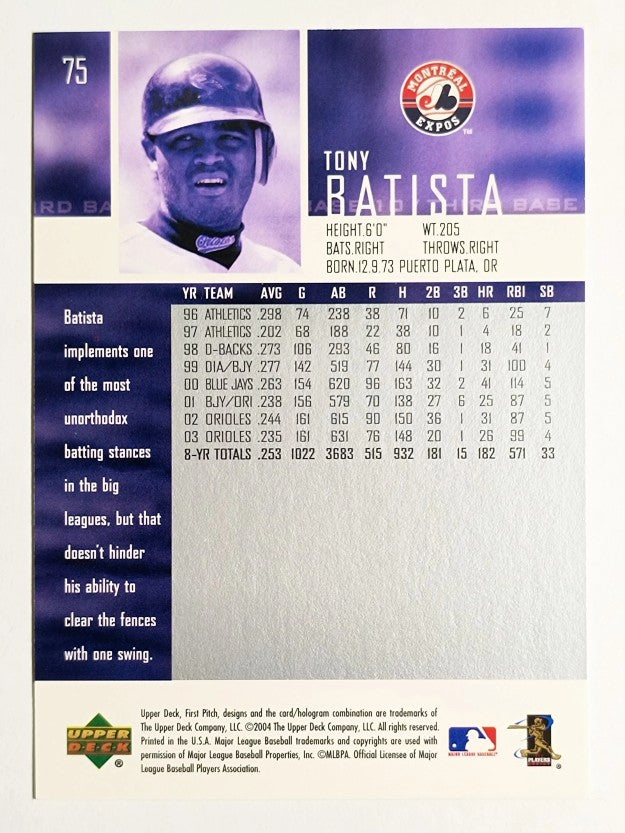 2004 Upper Deck First Pitch #75 Tony Batista