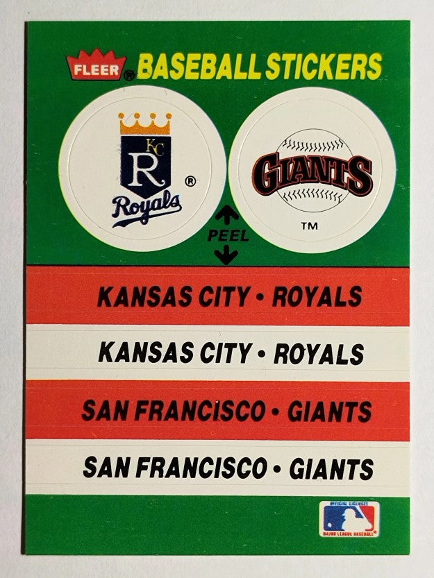 1988 Fleer Team Stickers #31 Kansas City Royals/Giants/Stadium variation