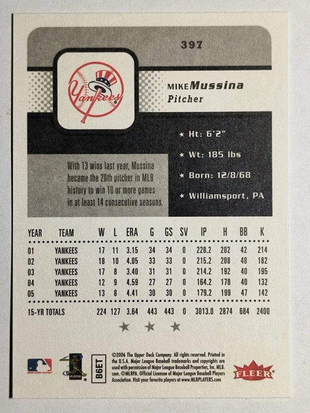 2006 Fleer #397 Mike Mussina