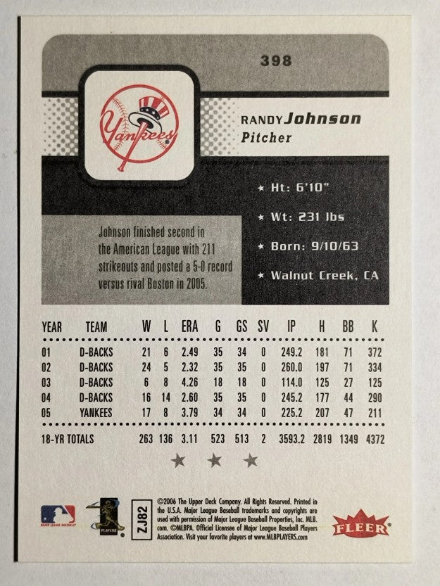 2006 Fleer #398 Randy Johnson