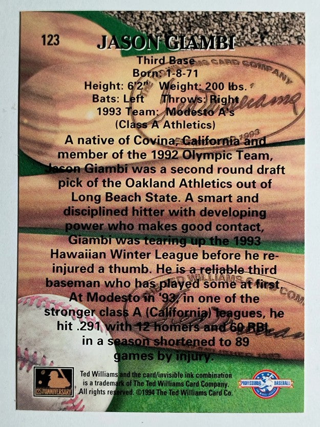 1994 Ted Williams #123 Jason Giambi