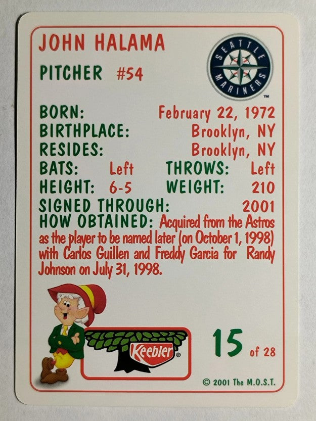 2001 Mariners Keebler #15 John Halama