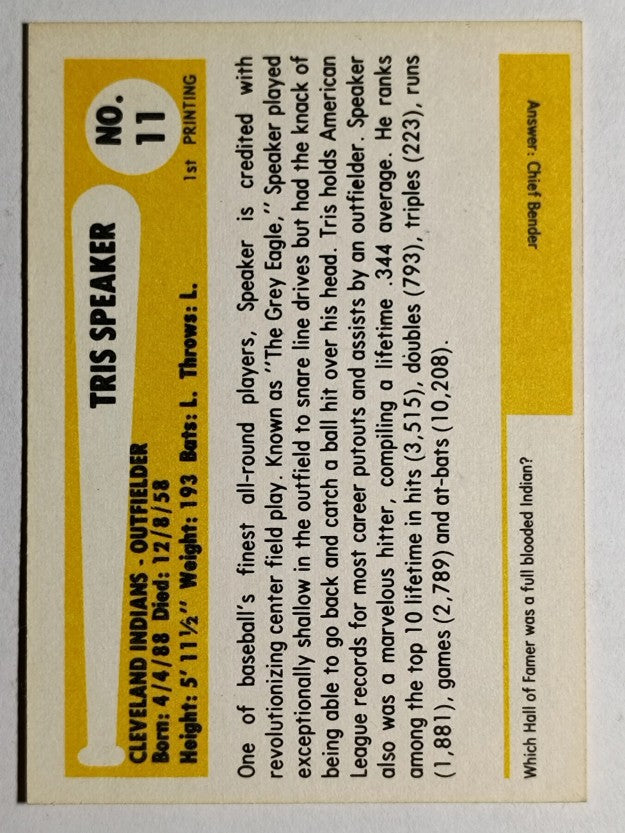 1980-87 SSPC HOF #11 Tris Speaker (EXMT)