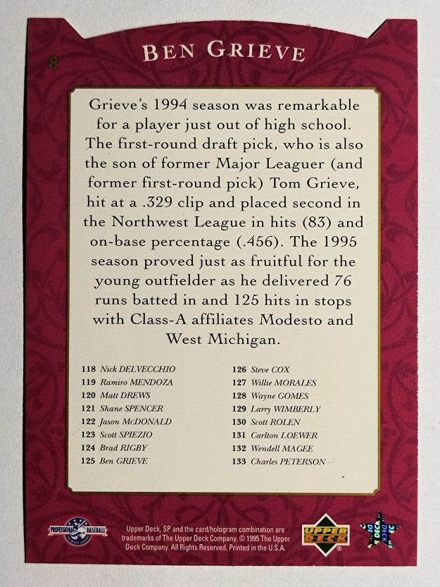 1995 SP Top Prospects #8 Ben Grieve TOP