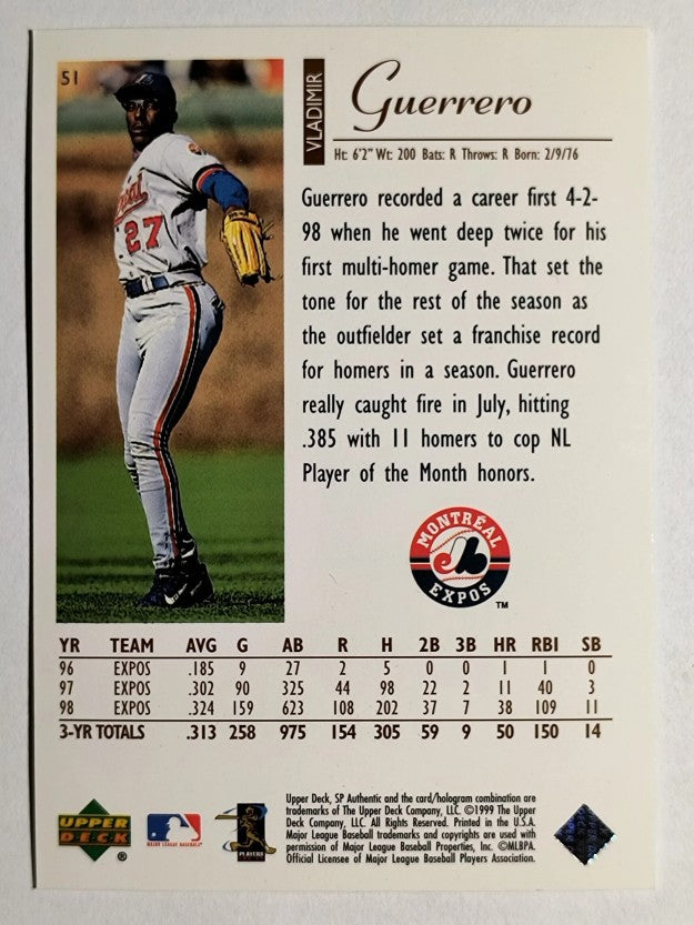 1999 SP Authentic #51 Vladimir Guerrero