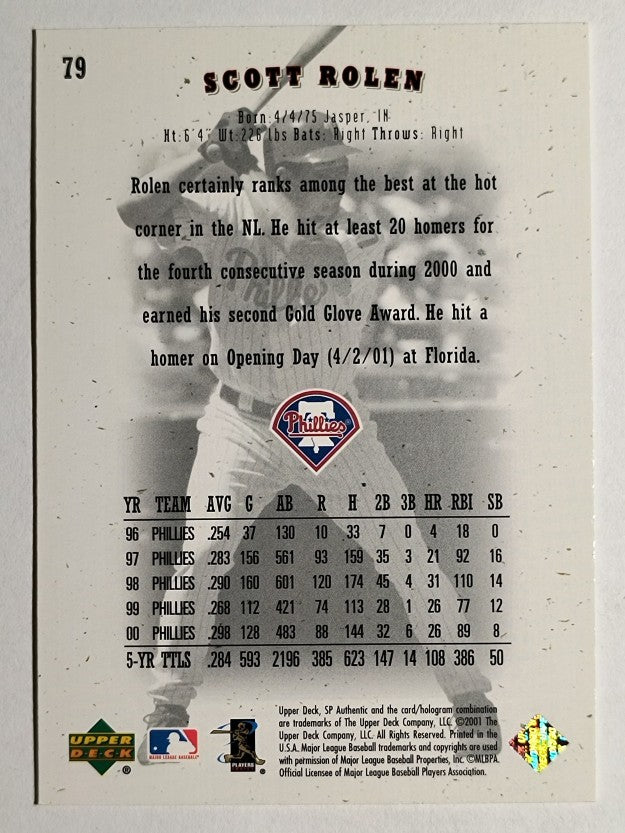 2001 SP Authentic #79 Scott Rolen