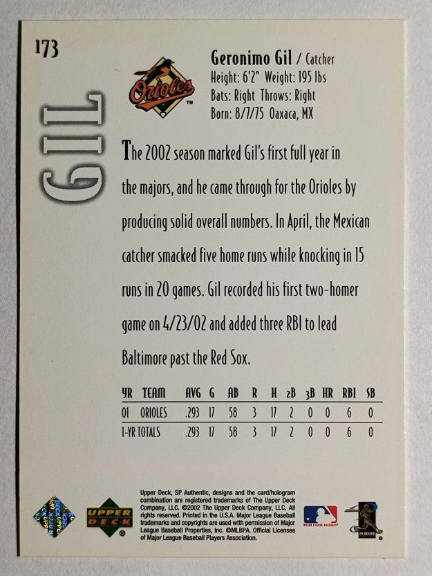 2002 SP Authentic #173 Geronimo Gil