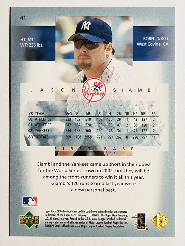 2003 SP Authentic #41 Jason Giambi