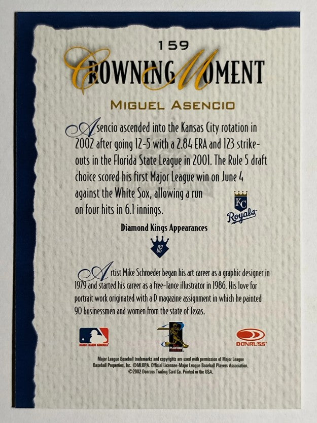 2002 Diamond Kings #159 Miguel Asencio RC