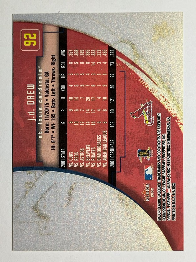 2002 E-X #92 J.D. Drew
