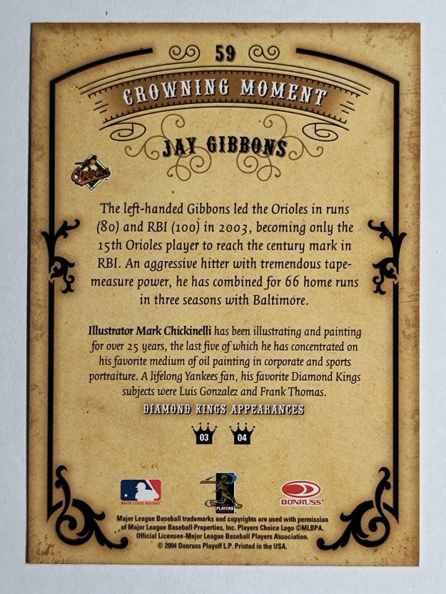 2004 Diamond Kings #59 Jay Gibbons