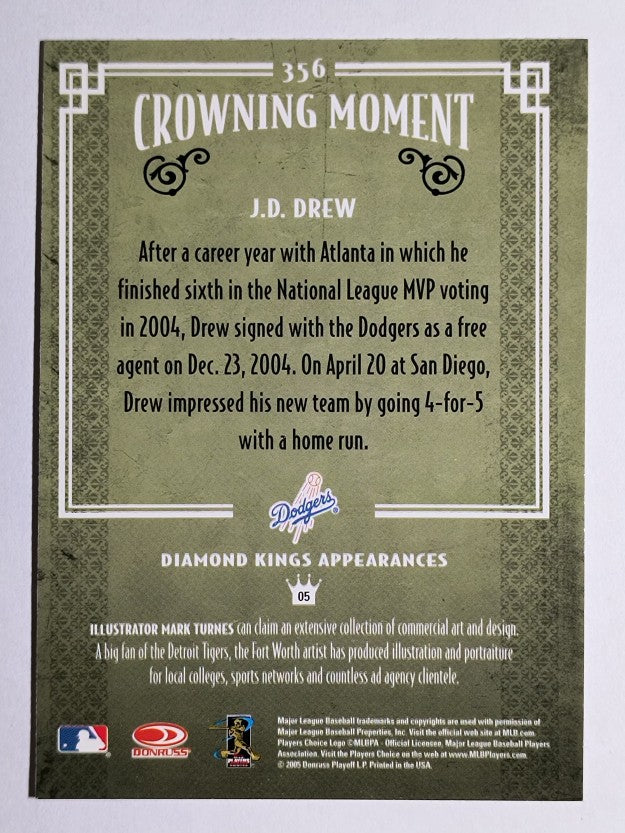 2005 Diamond Kings #356 J.D. Drew