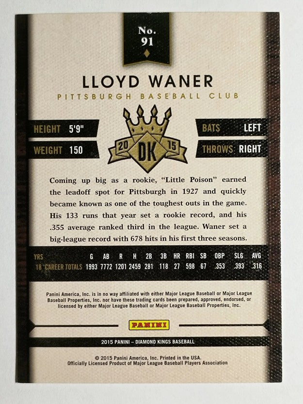 2015 Diamond Kings #91 Lloyd Waner