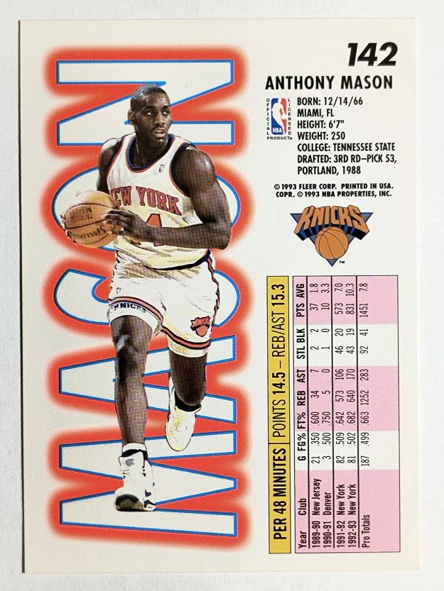 1993-94 Fleer #142 Anthony Mason