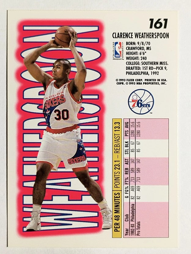 1993-94 Fleer #161 Clarence Weatherspoon