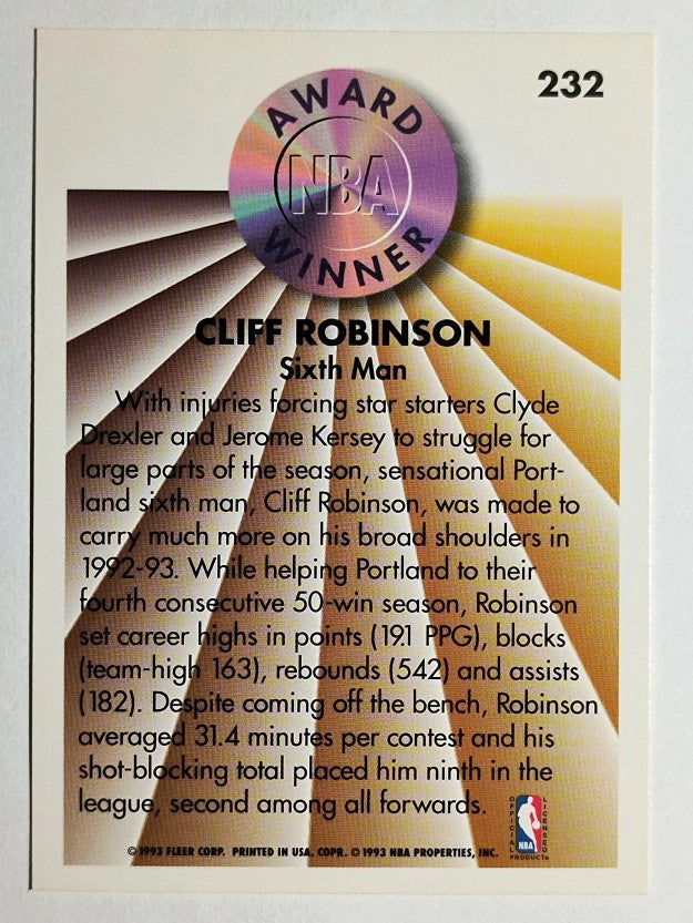 1993-94 Fleer #232 Clifford Robinson AW