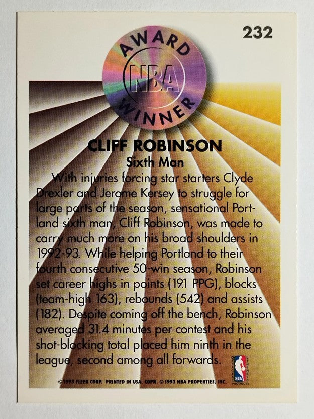 1993-94 Fleer #232 Clifford Robinson AW