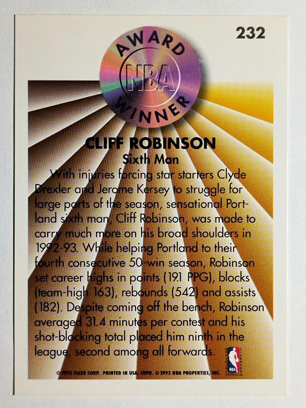 1993-94 Fleer #232 Clifford Robinson AW