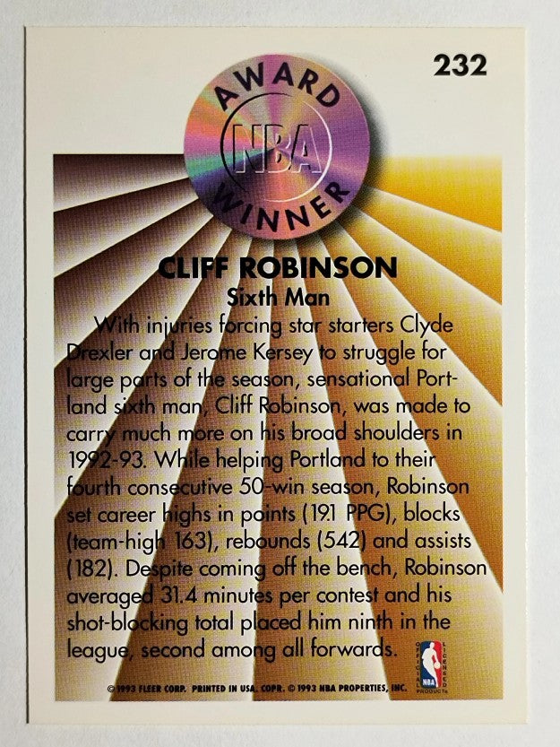 1993-94 Fleer #232 Clifford Robinson AW