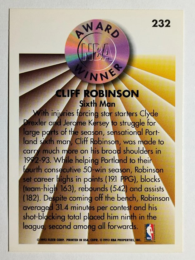 1993-94 Fleer #232 Clifford Robinson AW
