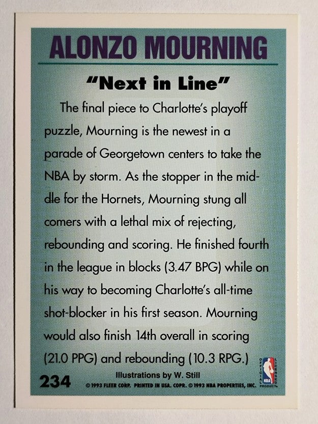 1993-94 Fleer #234 Alonzo Mourning PV