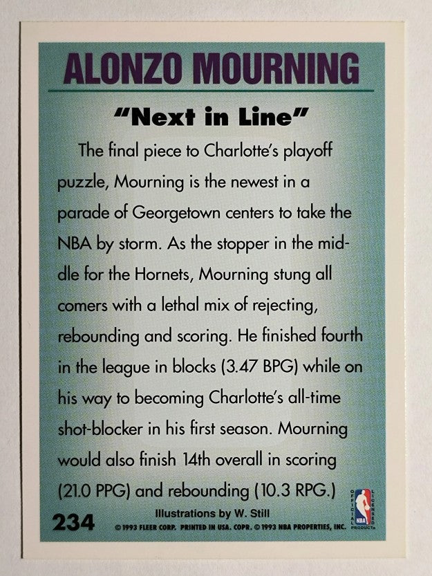1993-94 Fleer #234 Alonzo Mourning PV
