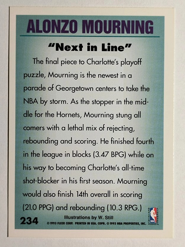 1993-94 Fleer #234 Alonzo Mourning PV