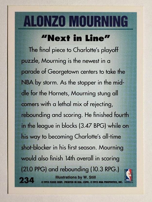 1993-94 Fleer #234 Alonzo Mourning PV