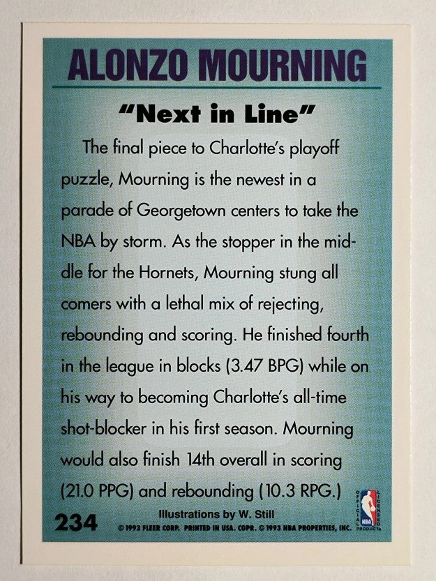 1993-94 Fleer #234 Alonzo Mourning PV