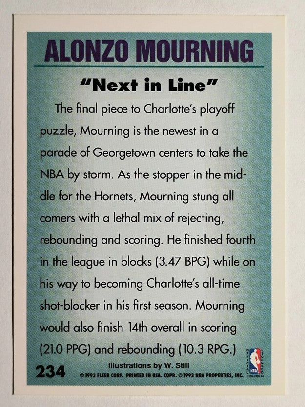 1993-94 Fleer #234 Alonzo Mourning PV