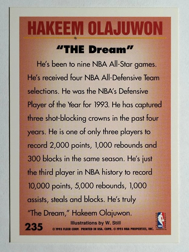 1993-94 Fleer #235 Hakeem Olajuwon PV